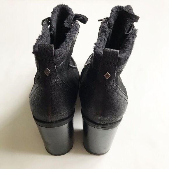 Sam Edelman black leather lace up platform boots size 8.5 - Picture 7 of 10